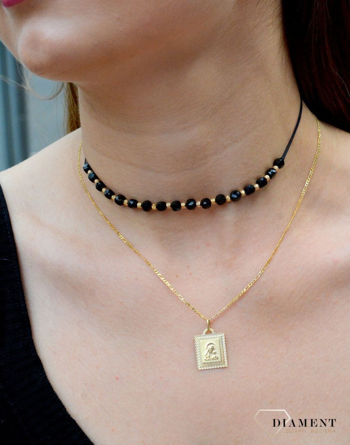 Złota zawieszka 333 medalik droga grecka Matka Boska Częstochowska ZA 3785 333. Medalik męski duży. ako prezent i upamiętnienie takich chwil jak Pierwsza Komunia, Chrzest czy Bierzmowanie..jpg